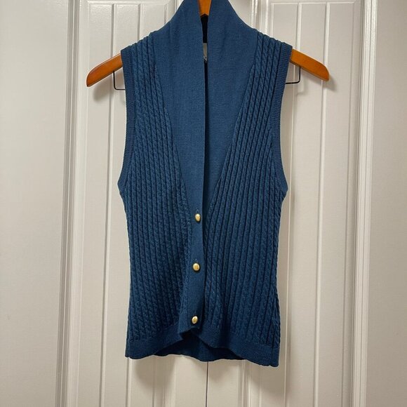 Vintage Preppy 100% Wool Knit Vest Navy – S/M - Picture 5 of 11